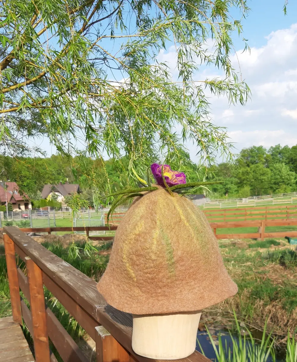Czapka do sauny z kwiatkiem