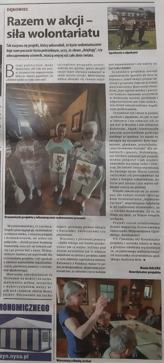 Klub Wolontariusza „Alpakowe Zacisze” i Nasz Zespół